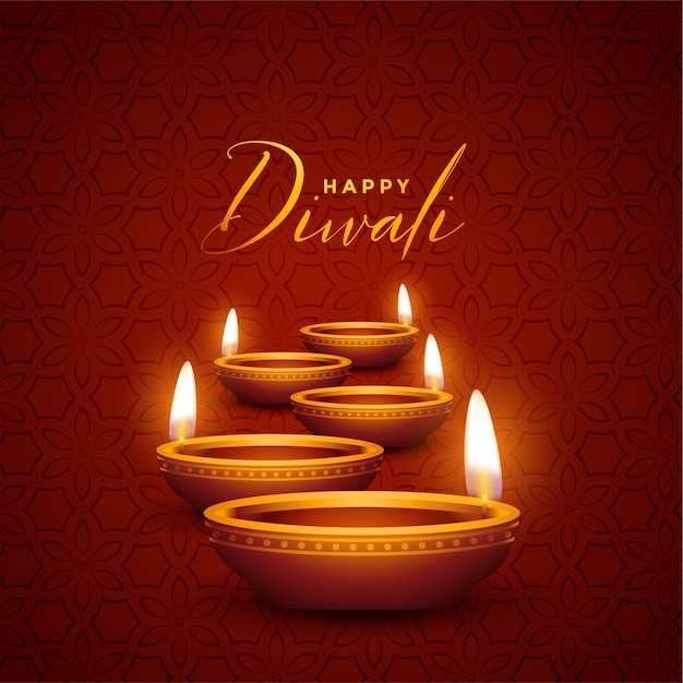 Bella cartolina d'auguri felice di diwali diya