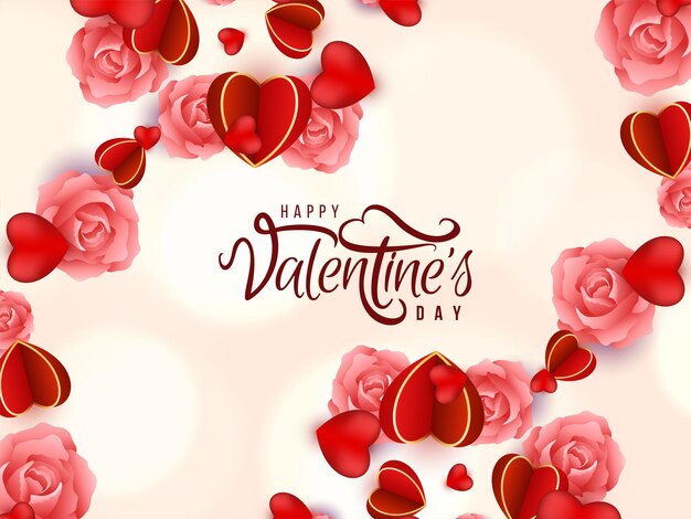 Lovely Happy Valentines day celebration decorative hearts background vector