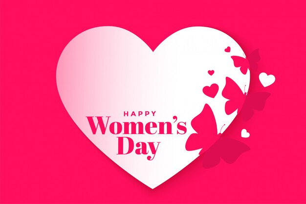 Lovely happy womens day heart and butterfly poster