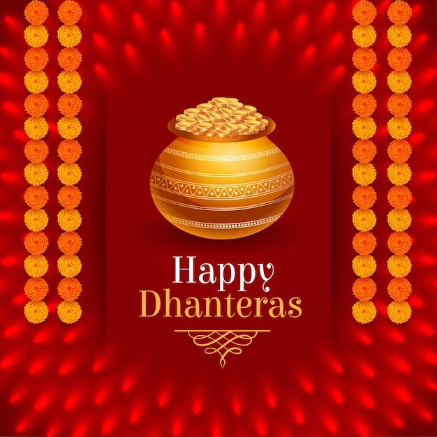 Free vector lovely hindu festival of happy dhanteras