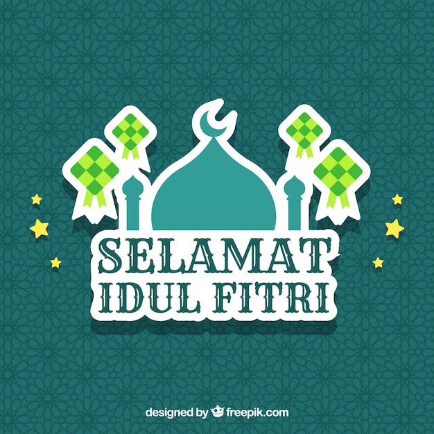 Free vector lovely idul fitri background with flat design