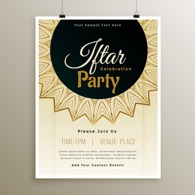 Free vector lovely iftar party celebration template design