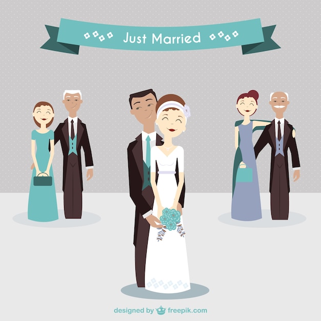 Free vector lovely just married couple