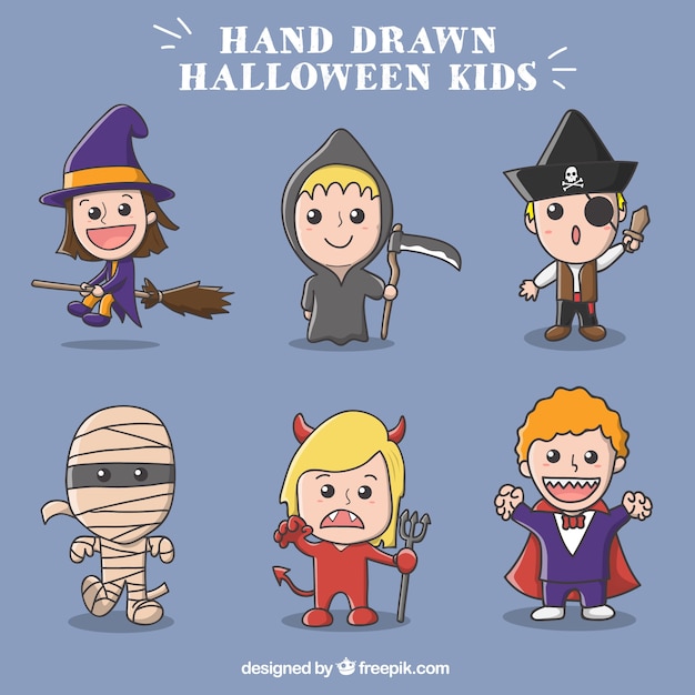 Lovely kids with spooky costumes