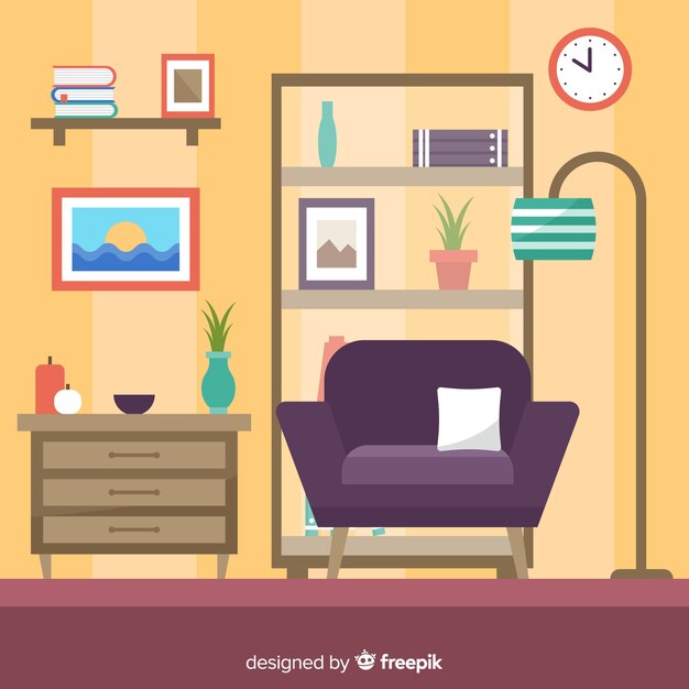 Lovely living room with flat design