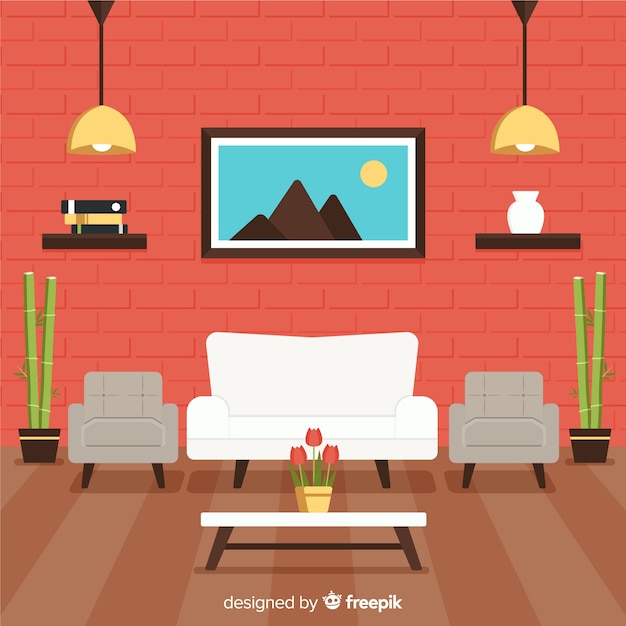 Lovely living room with flat design