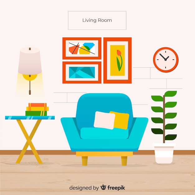 Lovely living room with flat design