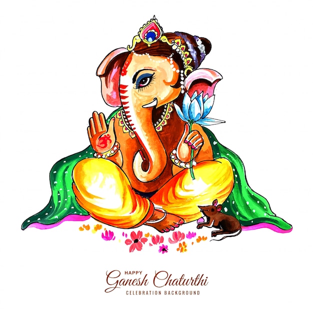 Free vector lovely lord ganesha for ganesh chaturthi card background