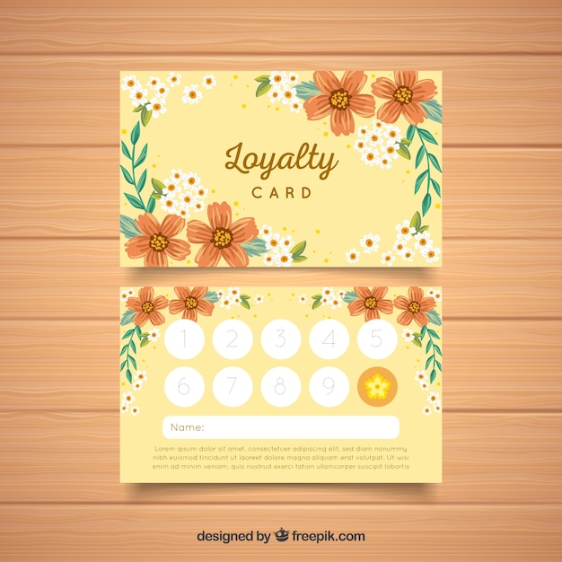 Lovely loyalty card template with floral style