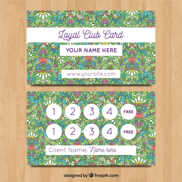 Lovely loyalty card template with floral style