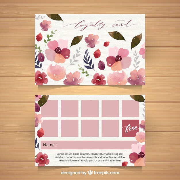 Lovely loyalty card template with floral style