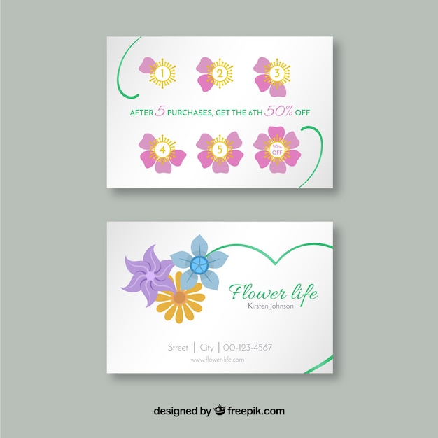 Lovely loyalty card template with floral style