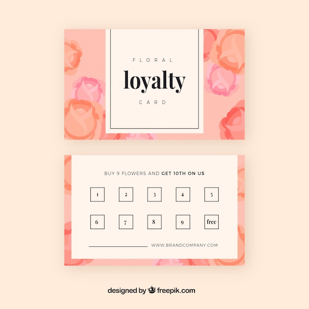 Lovely loyalty card template with floral style