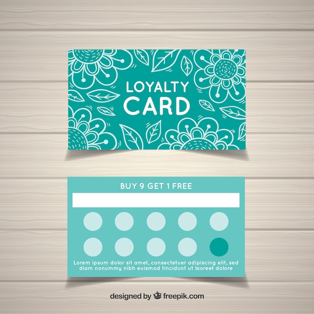 Free vector lovely loyalty card template with floral style