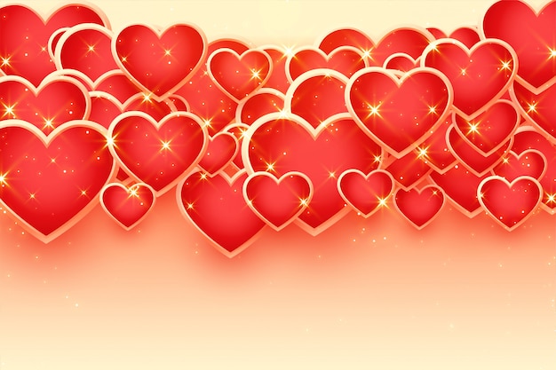 Lovely many sparkling golden hearts background