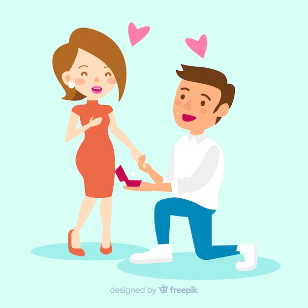 Lovely marriage proposal composition with flat design