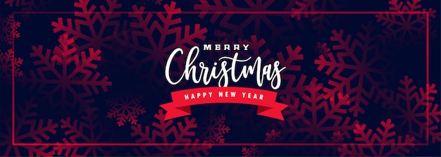 Free vector lovely merry christmas banner with snowflakes pattern