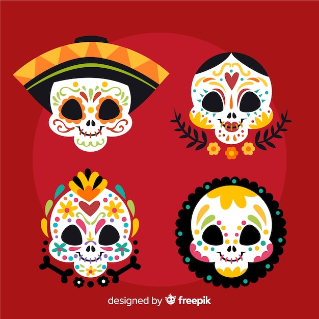 Free vector lovely mexican festivity badge collection with flat design