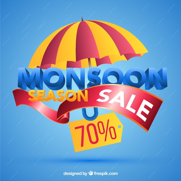 Lovely monsoon sale composition with realistic design