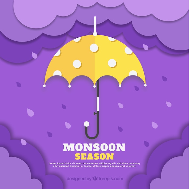 Free vector lovely monsoon season composition with flat design