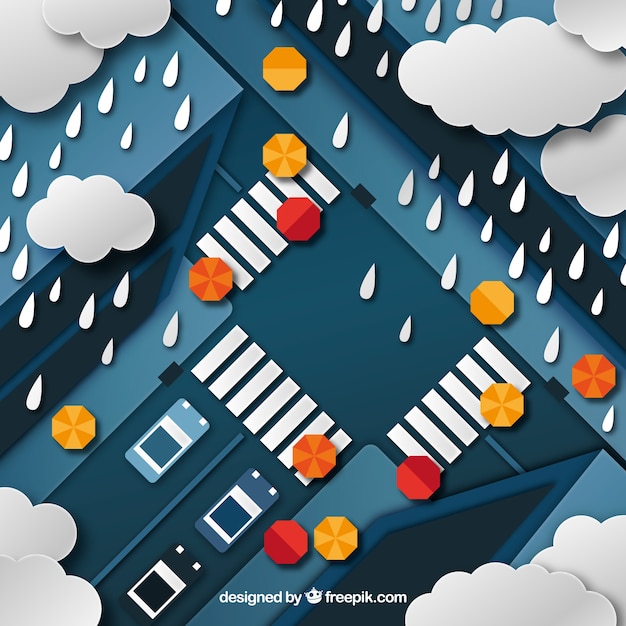 Free vector lovely monsoon season composition with flat design