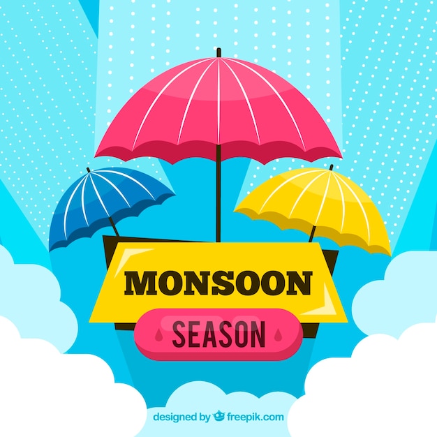 Free vector lovely monsoon season composition with flat design