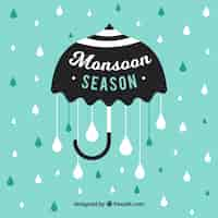 Free vector lovely monsoon season composition with umbrella