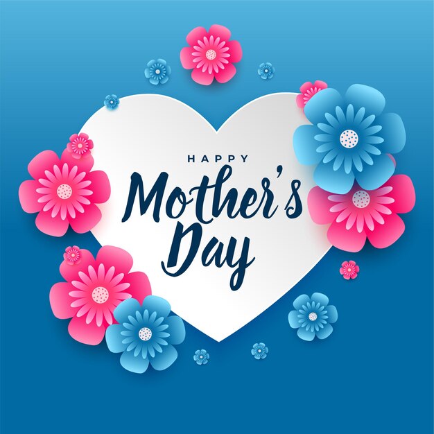 Lovely mothers day poster with heart and flowers