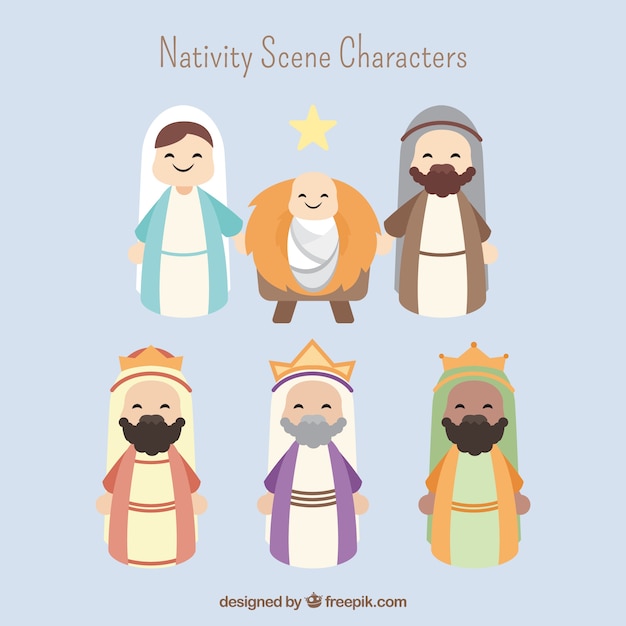 Free vector lovely nativity portal characters