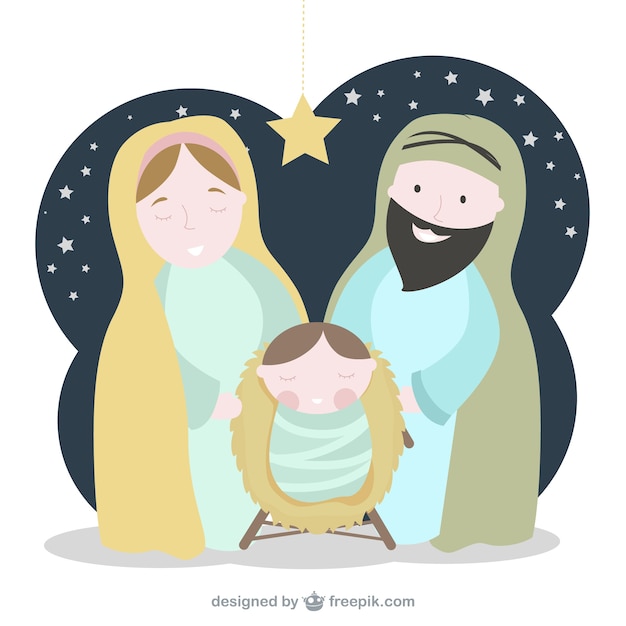 Free vector lovely nativity scene