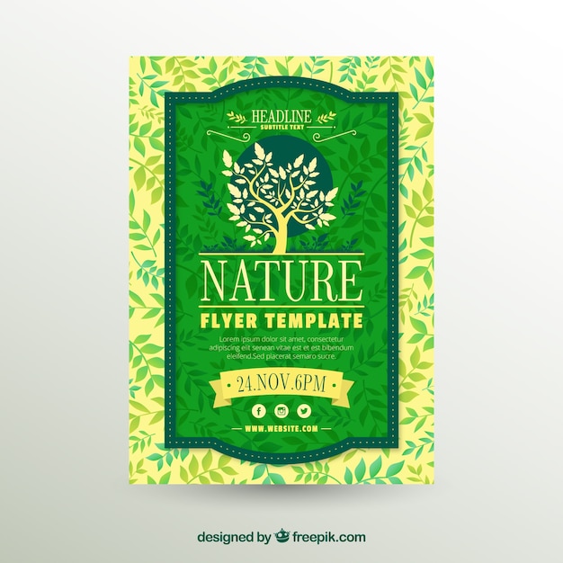 Free vector lovely nature flyer template with modern style