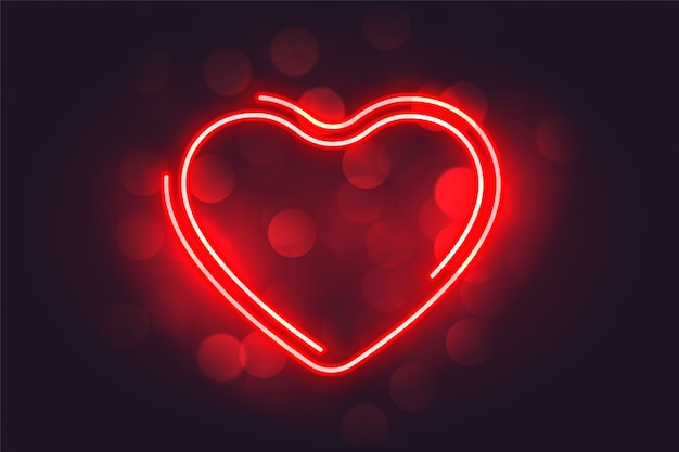 Lovely neon red heart valentines day background