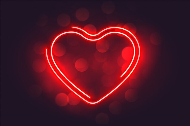 Lovely neon red heart valentines day background