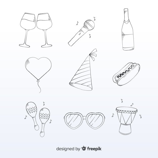 Lovely new year party element collection with flat design