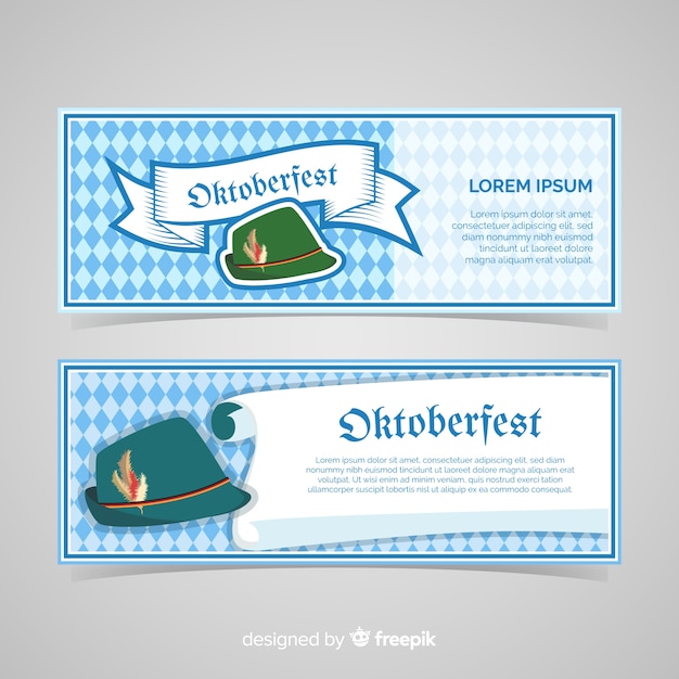 Belli striscioni oktoberfest con design piatto