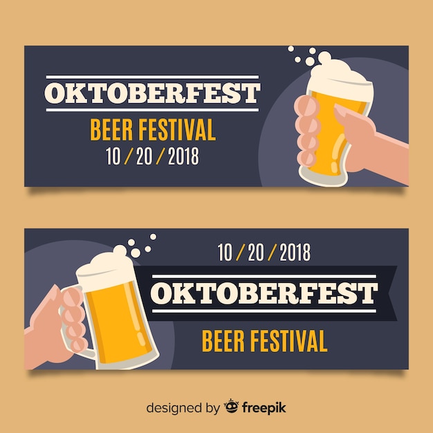 Free vector lovely oktoberfest banners with flat design