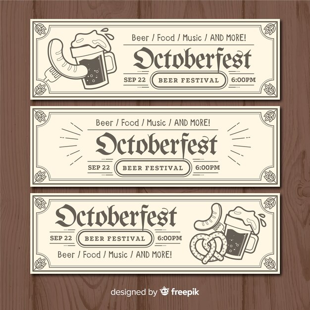 Lovely oktoberfest banners with flat design