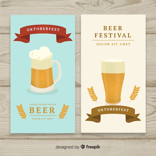 Lovely oktoberfest banners with flat design