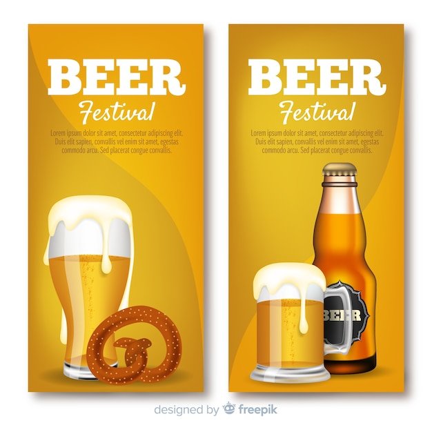 Vettore gratuito belli banner oktoberfest con un design realistico