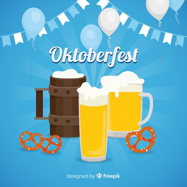 Free vector lovely oktoberfest composition with flat design