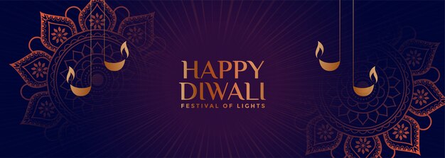 Lovely ornamental style happy diwali banner