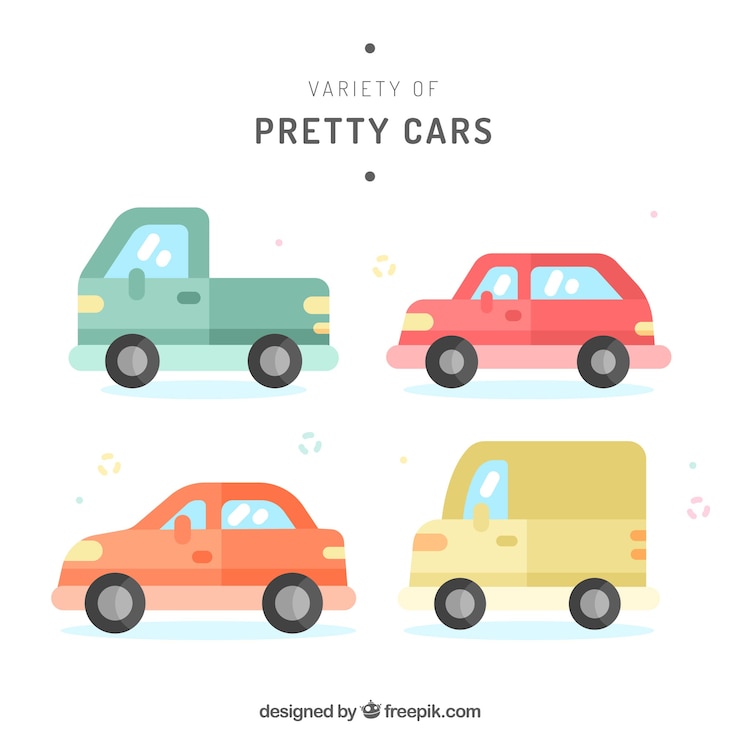 무료 Vector 화려한 자동차의 사랑스러운 팩