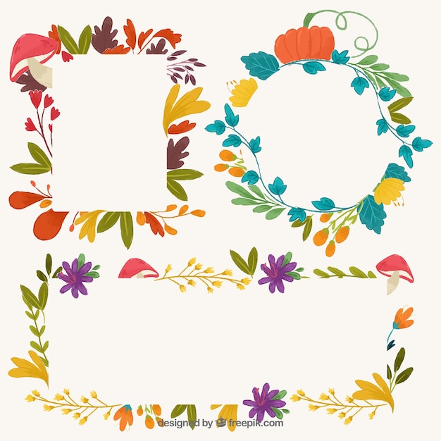 Free vector lovely pack of flat floral frames