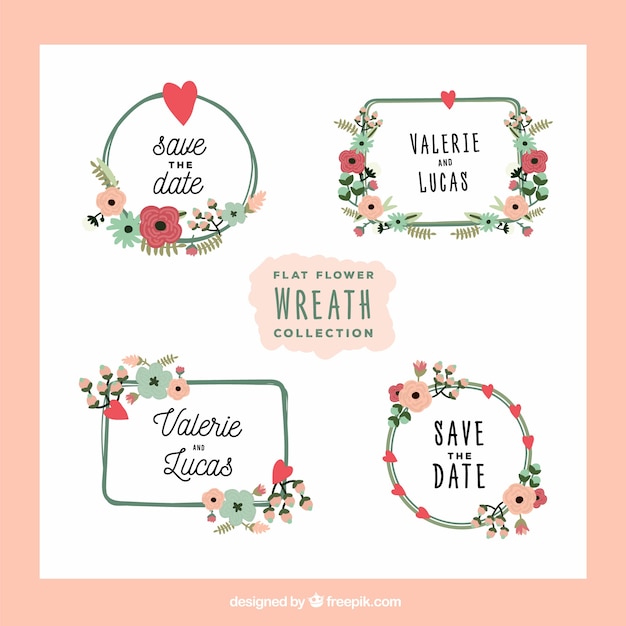 Free vector lovely pack of flower wreaths