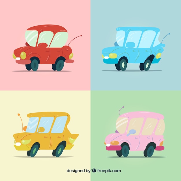 Free vector lovely pack of funny cars