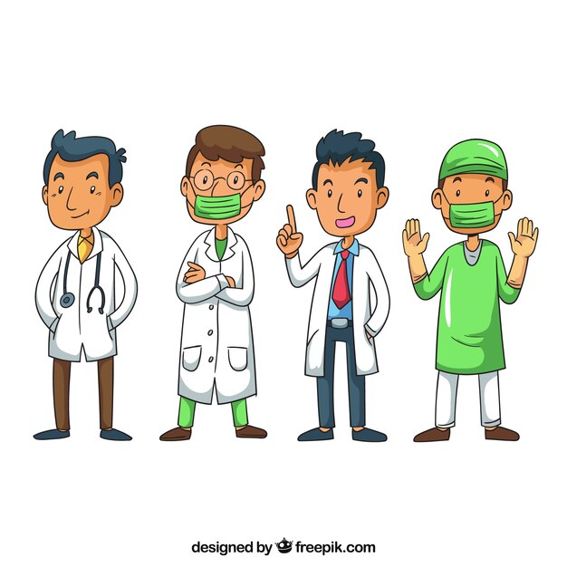 Free Vector lovely pack of professional doctors