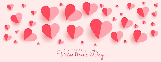 Free vector lovely paper hearts banner for valentines day