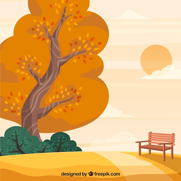 Free vector lovely park on autumn