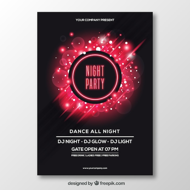 Free vector lovely party poster with neon style