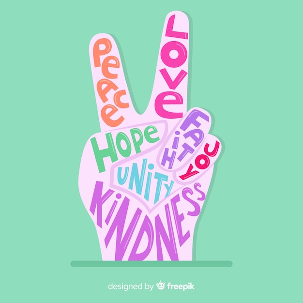 Free vector lovely peace fingers composition with colorful style